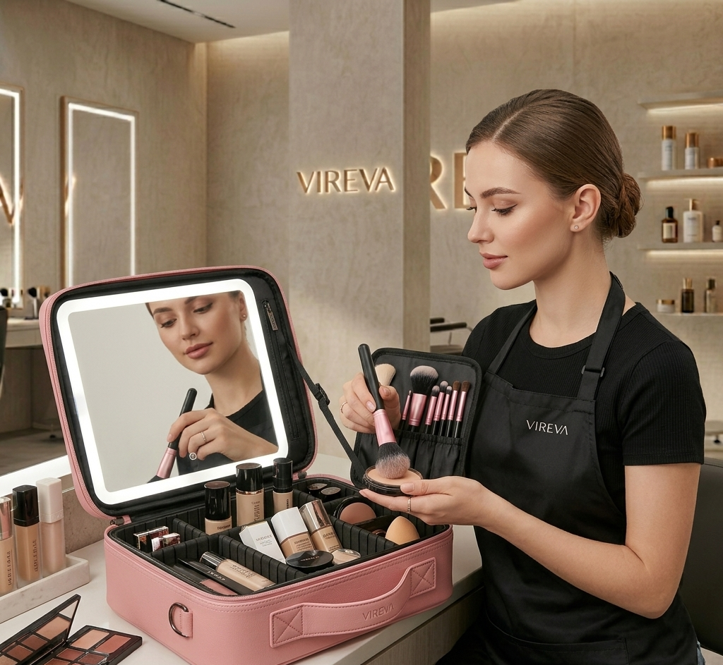 Vireva Estuche de Maquillaje con Espejo LED en uso